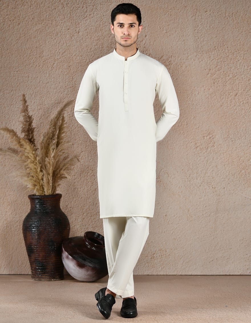 IVORY BLENDED UNSTITCHED KAMEEZ SHALWAR FABRIC