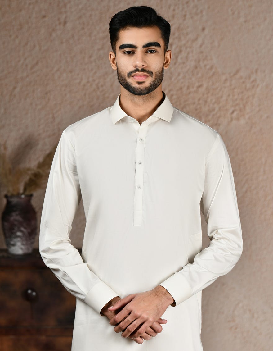 IVORY BLENDED UNSTITCHED KAMEEZ SHALWAR FABRIC