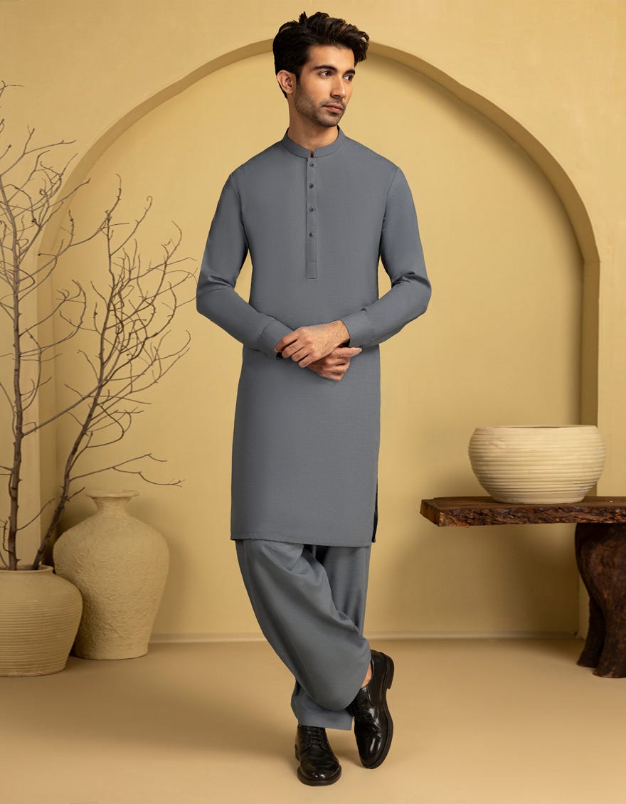 DENIM GREY COTTON UNSTITCHED KAMEEZ SHALWAR FABRIC