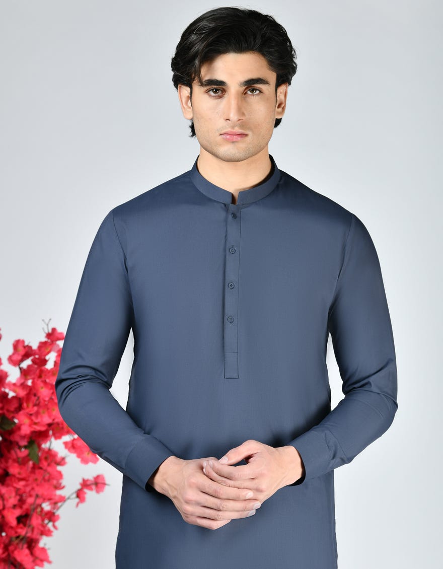 CHARCOAL GREY BLENDED UNSTITCHED KAMEEZ SHALWAR FABRIC