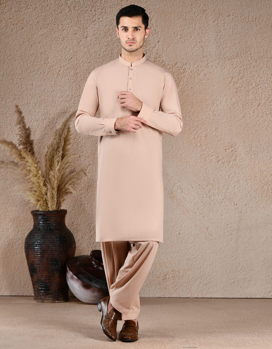 BEIGE BLENDED UNSTITCHED KAMEEZ SHALWAR FABRIC