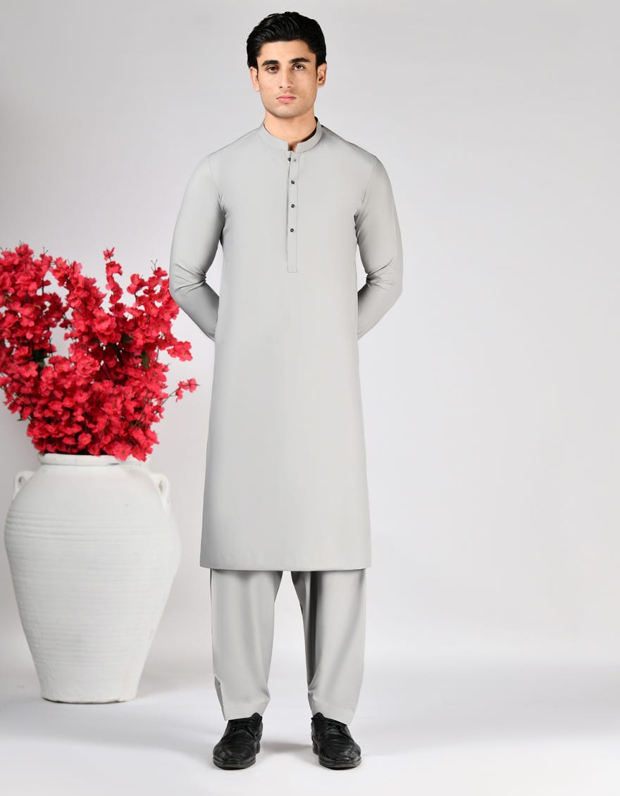 ASH GREY BLENDED UNSTITCHED KAMEEZ SHALWAR FABRIC