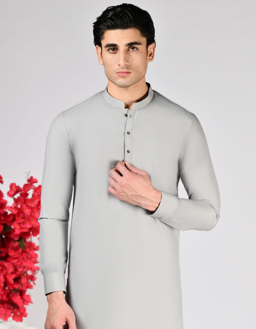 ASH GREY BLENDED UNSTITCHED KAMEEZ SHALWAR FABRIC