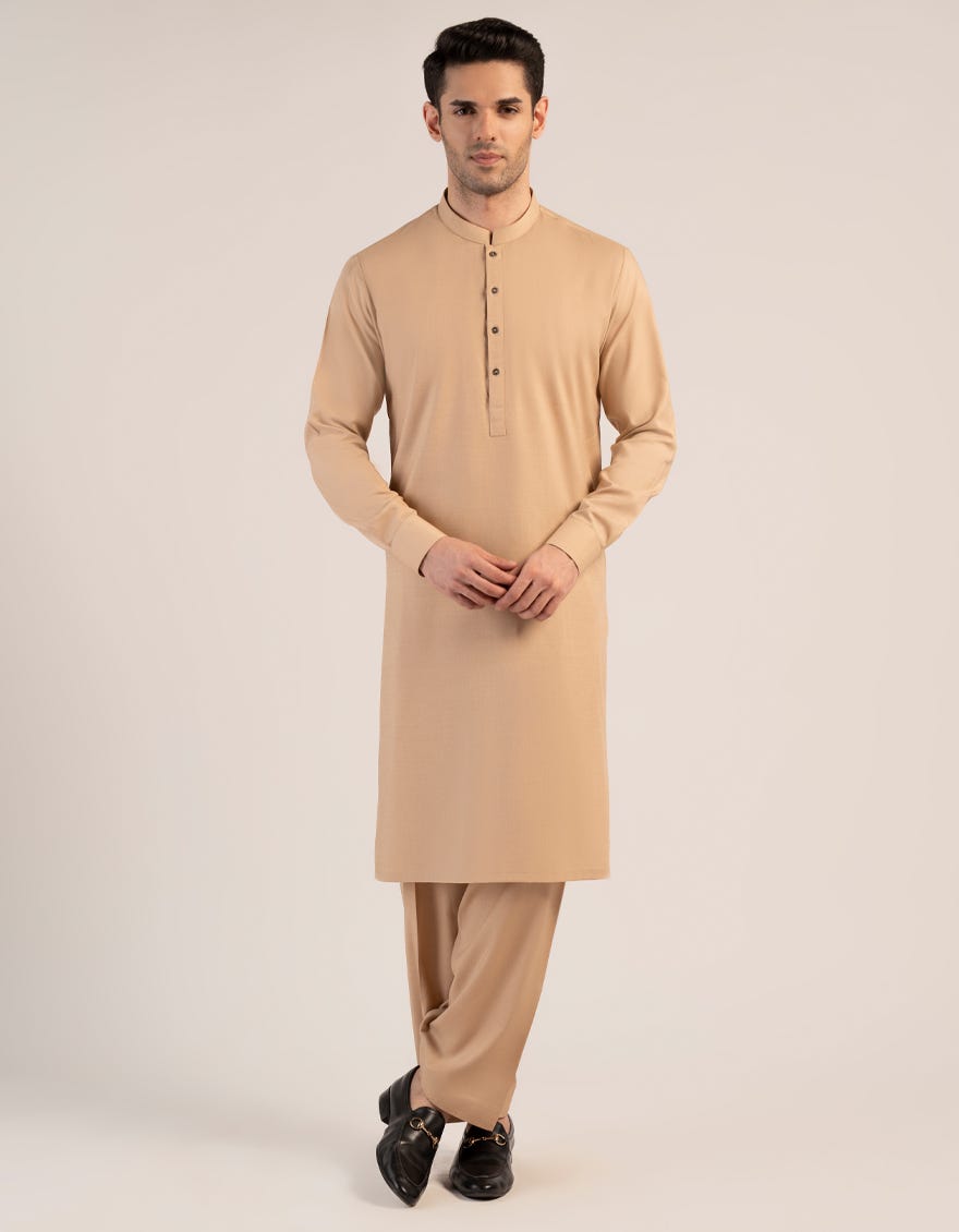 BEIGE BLENDED UNSTITCHED KAMEEZ SHALWAR FABRIC