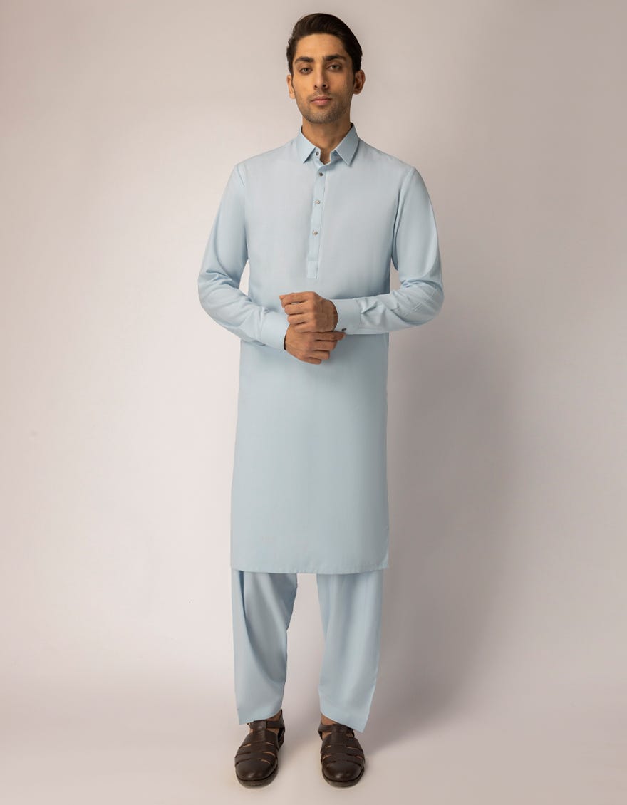 SKY BLUE BLENDED UNSTITCHED KAMEEZ SHALWAR FABRIC
