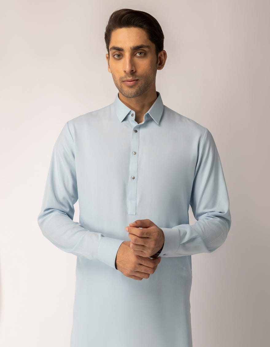 SKY BLUE BLENDED UNSTITCHED KAMEEZ SHALWAR FABRIC