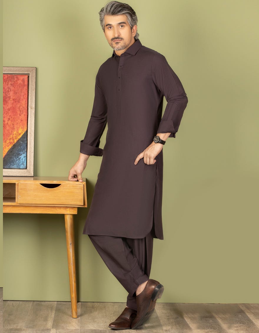 TRUE MAROON BLENDED UNSTITCHED KAMEEZ SHALWAR FABRIC | JJMS-1997
