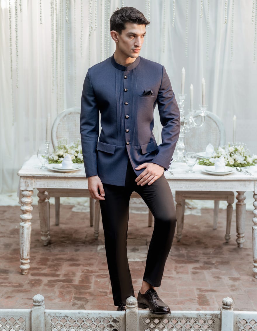 Blue Suiting Prince Coat | Jjpj-A-48073