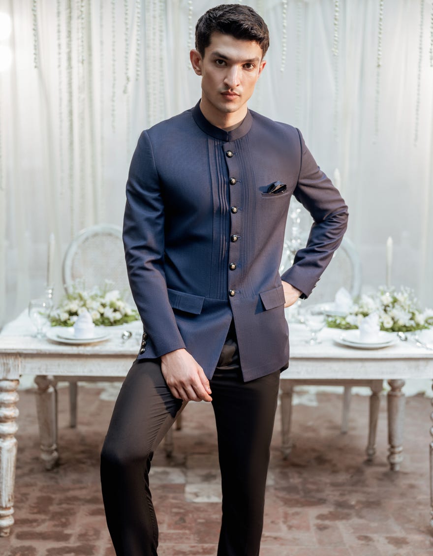 Blue Suiting Prince Coat | Jjpj-A-48073