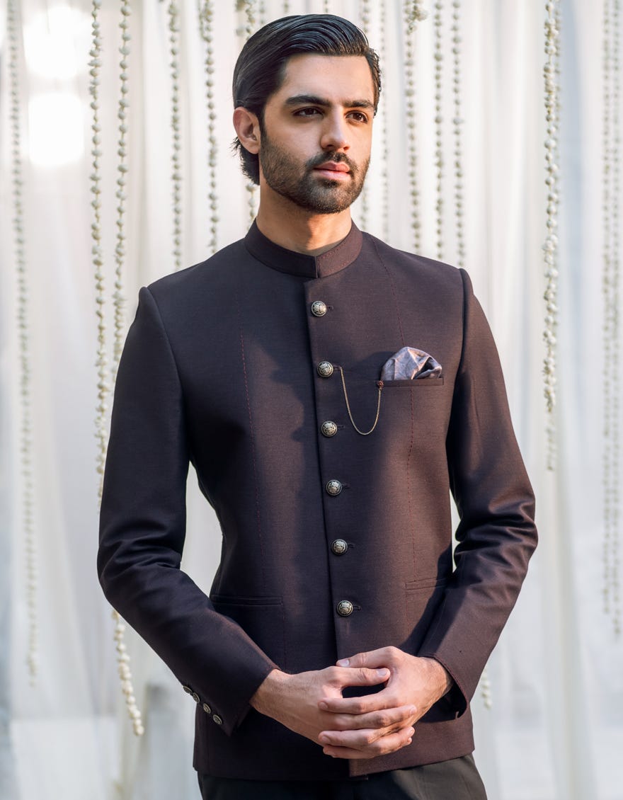 Maroon Suiting Prince Coat | Jjpj-48112