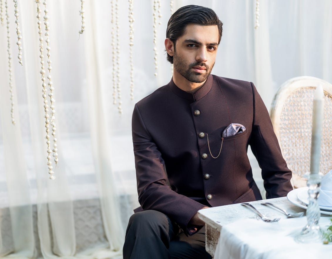 Maroon Suiting Prince Coat | Jjpj-48112