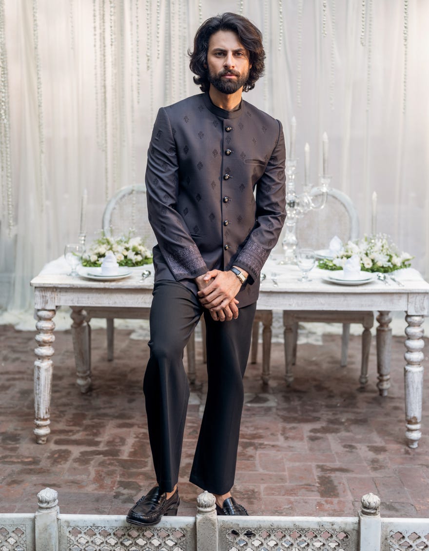 Black Suiting Prince Coat | Jjpj-48115