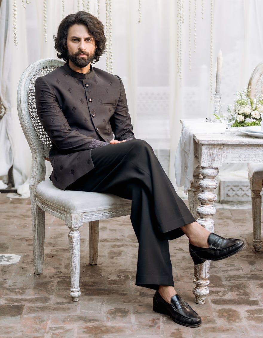 Black Suiting Prince Coat | Jjpj-48115