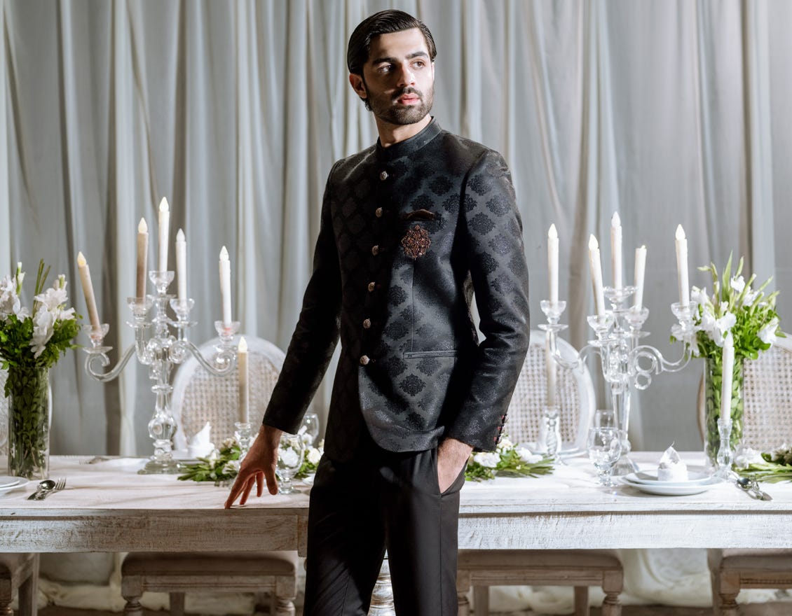 Black Blended Prince Coat | Jjpj-A-48122