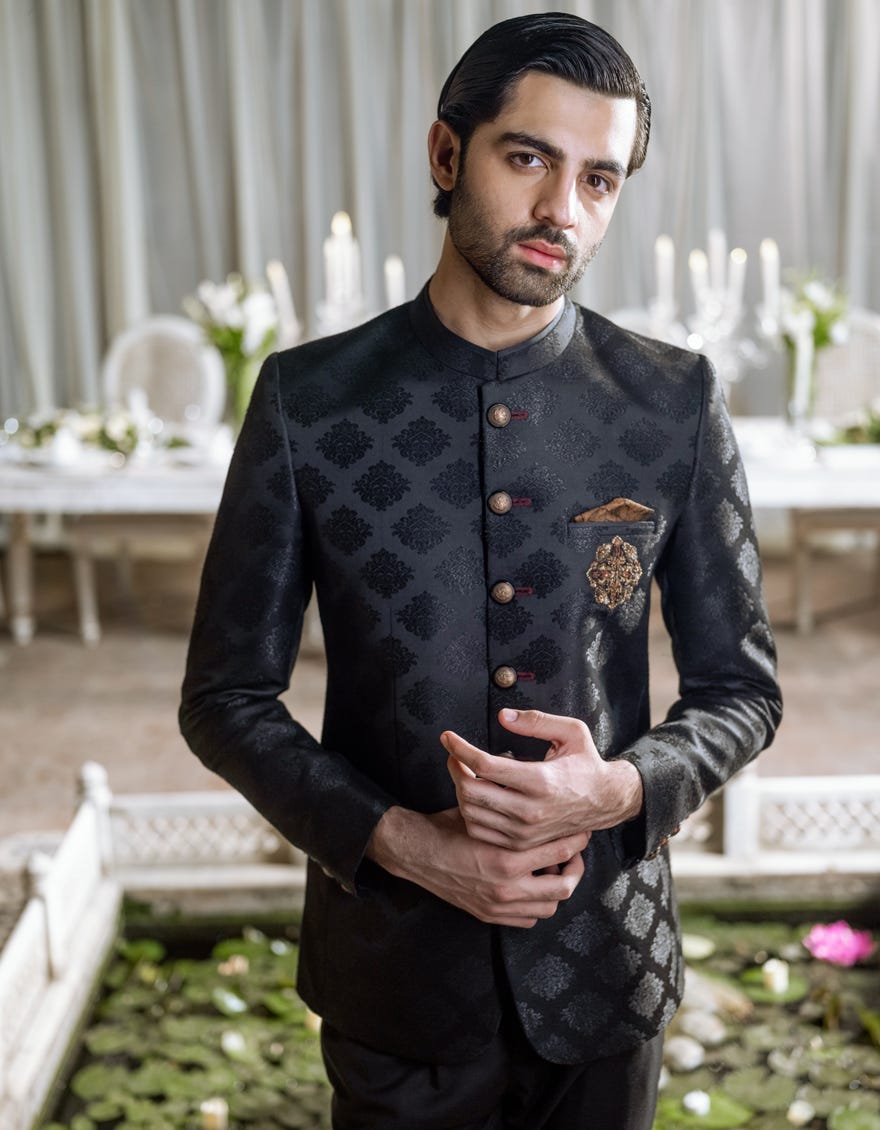 Black Blended Prince Coat | Jjpj-A-48122