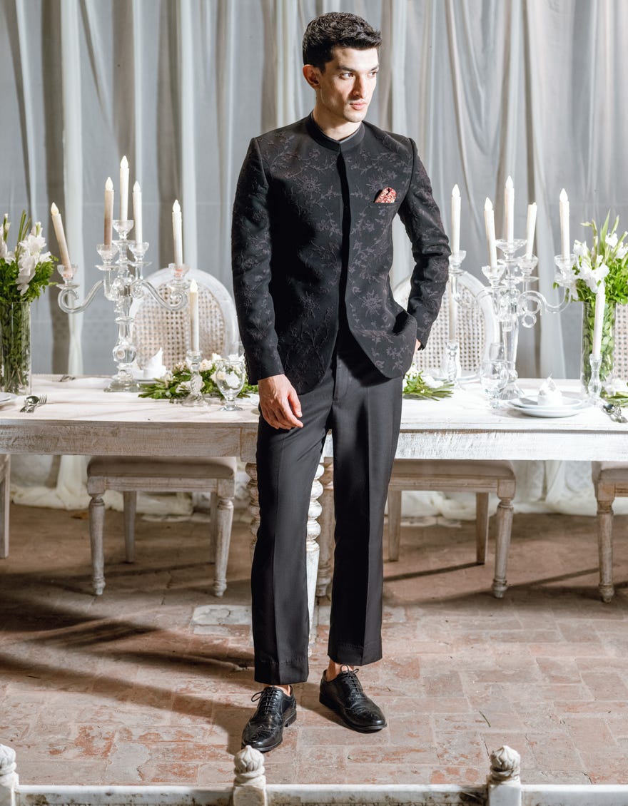 Black Blended Prince Coat | Jjpj-A-48179