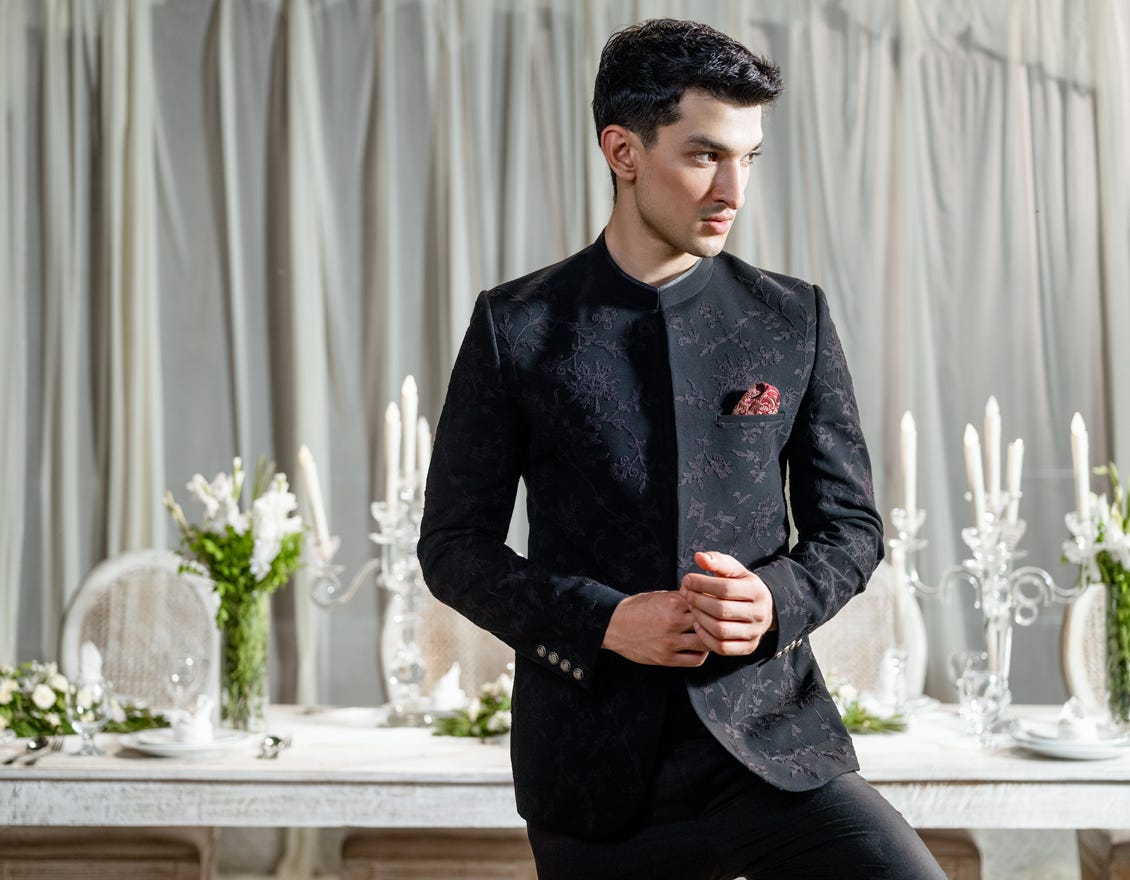 Black Blended Prince Coat | Jjpj-A-48179