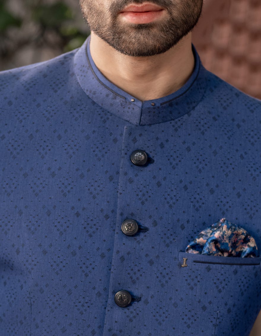 Blue Blended Prince Coat | Jjpjkp-A-48138