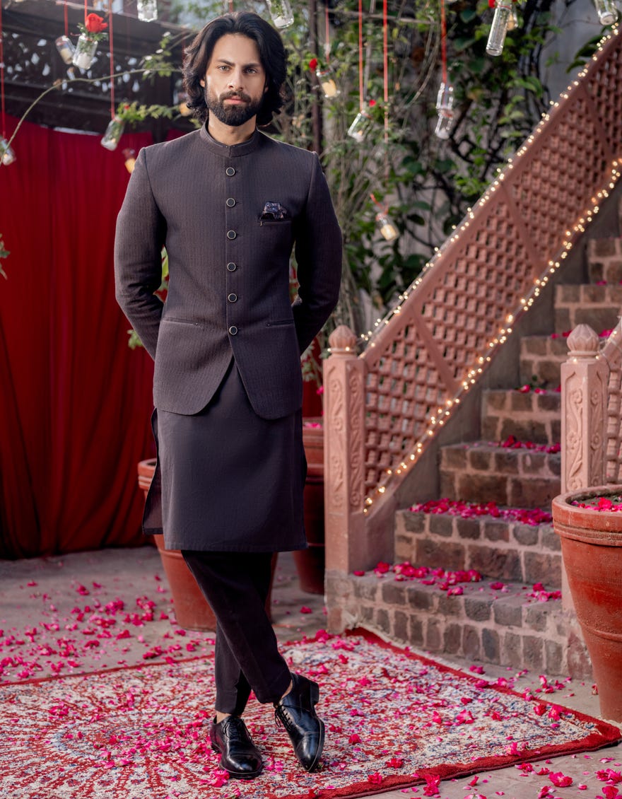 Dark Brown Blended Prince Coat | Jjpjkp-A-48152