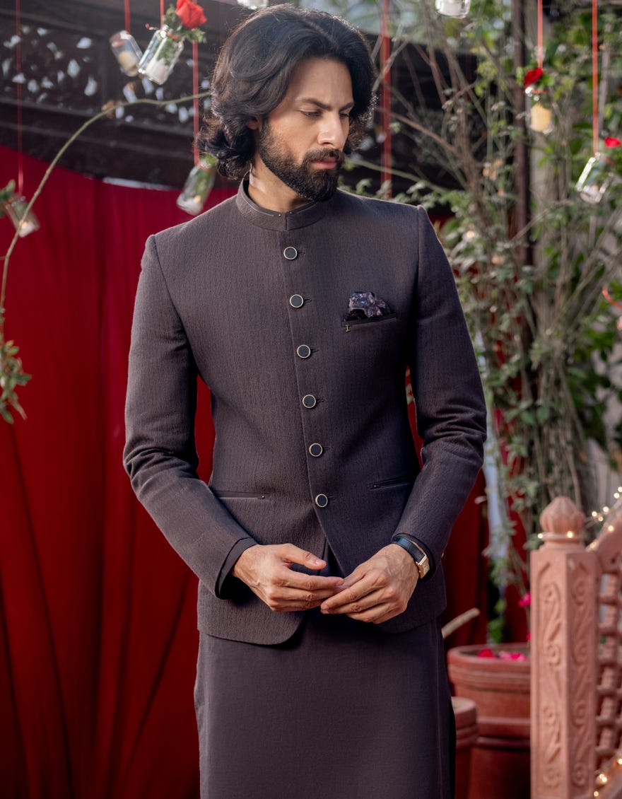 Dark Brown Blended Prince Coat | Jjpjkp-A-48152