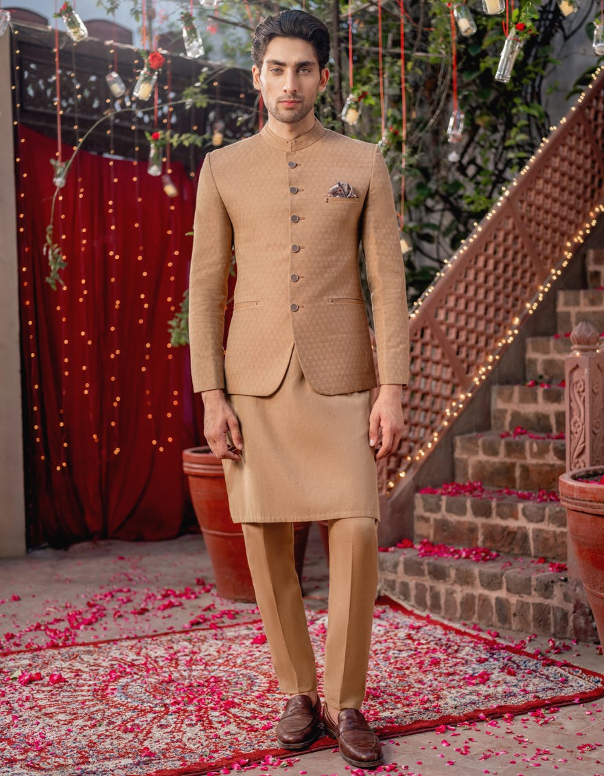 Brown Blended Prince Coat | Jjpjkp-A-48149