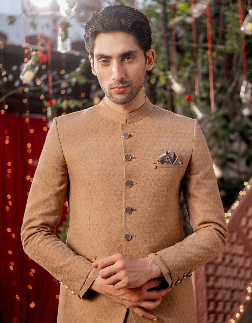 Brown Blended Prince Coat | Jjpjkp-A-48149