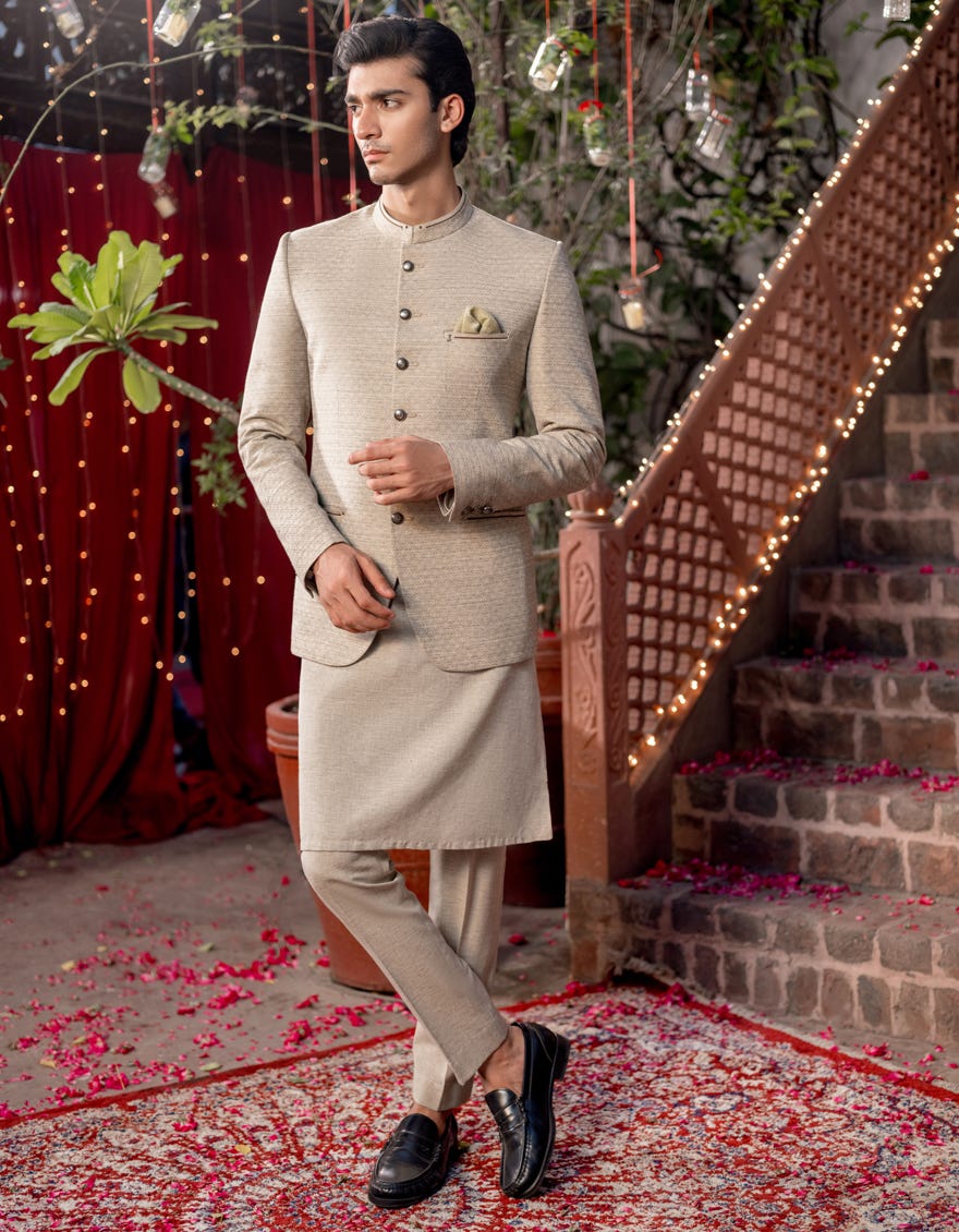 Beige Blended Prince Coat | Jjpjkp-A-48151