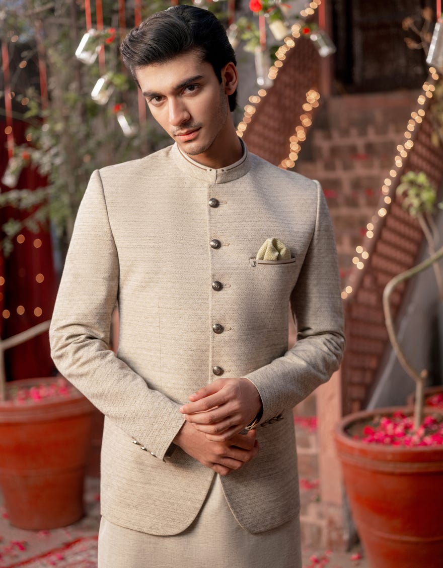 Beige Blended Prince Coat | Jjpjkp-A-48151