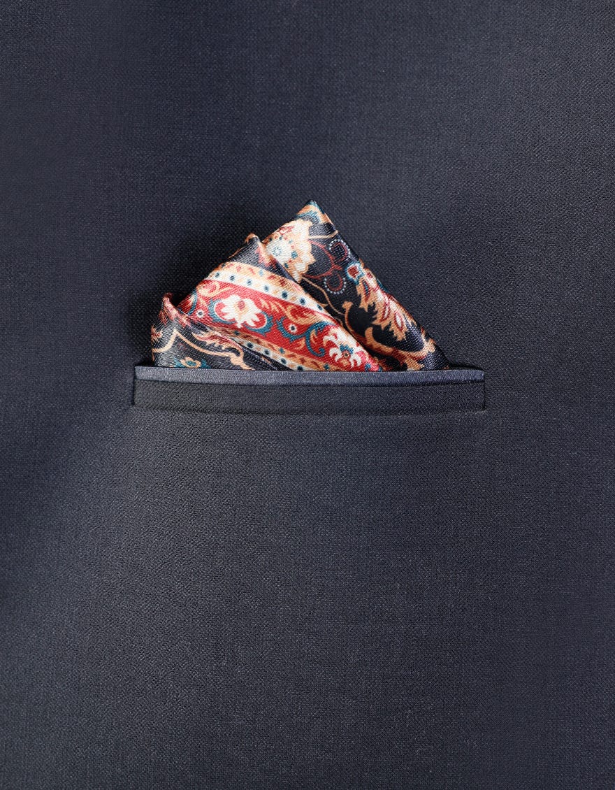 BLACK POLYESTER POCKET SQUARE | JJPSQ-0008