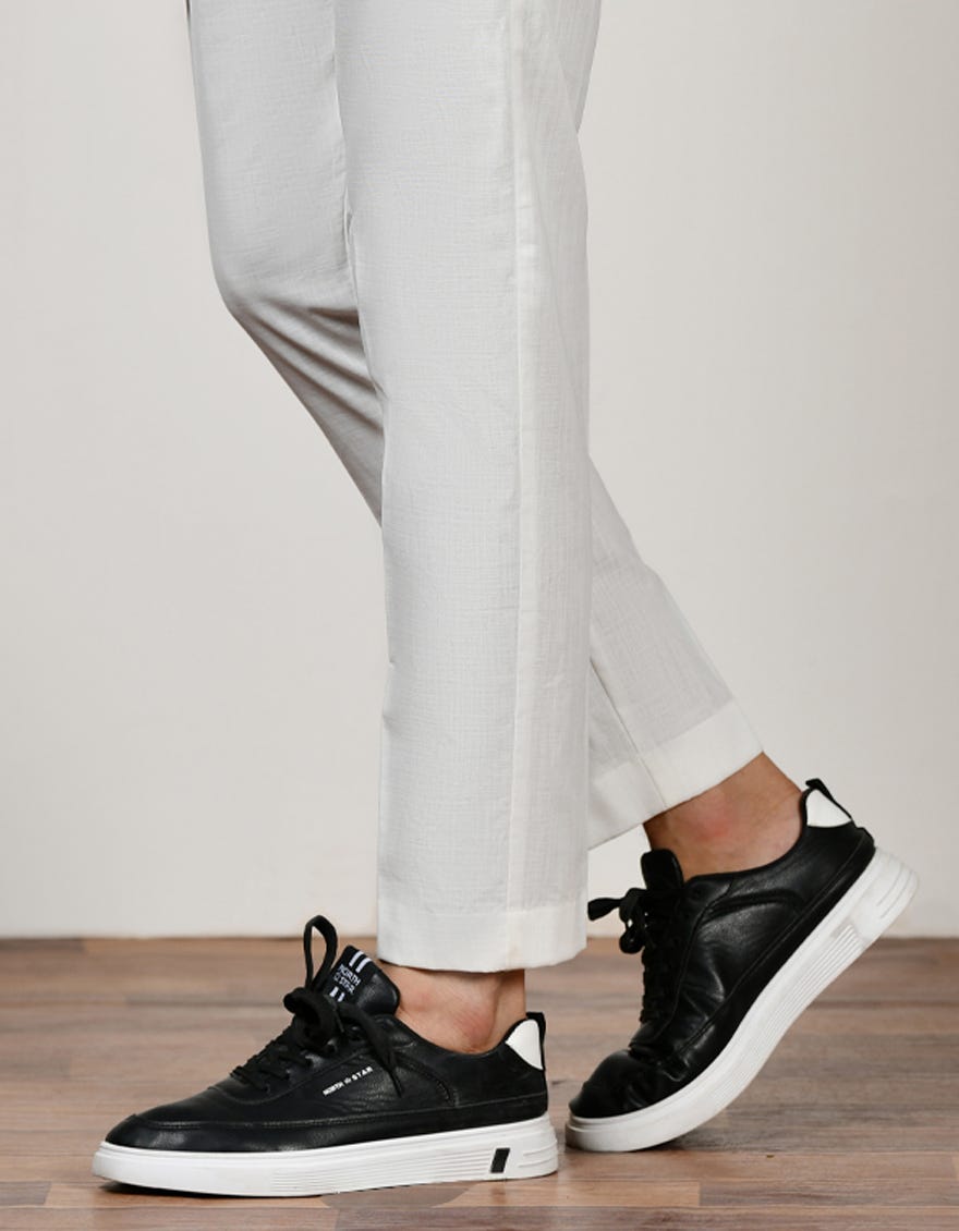 OFF WHITE COTTON MEN TROUSER