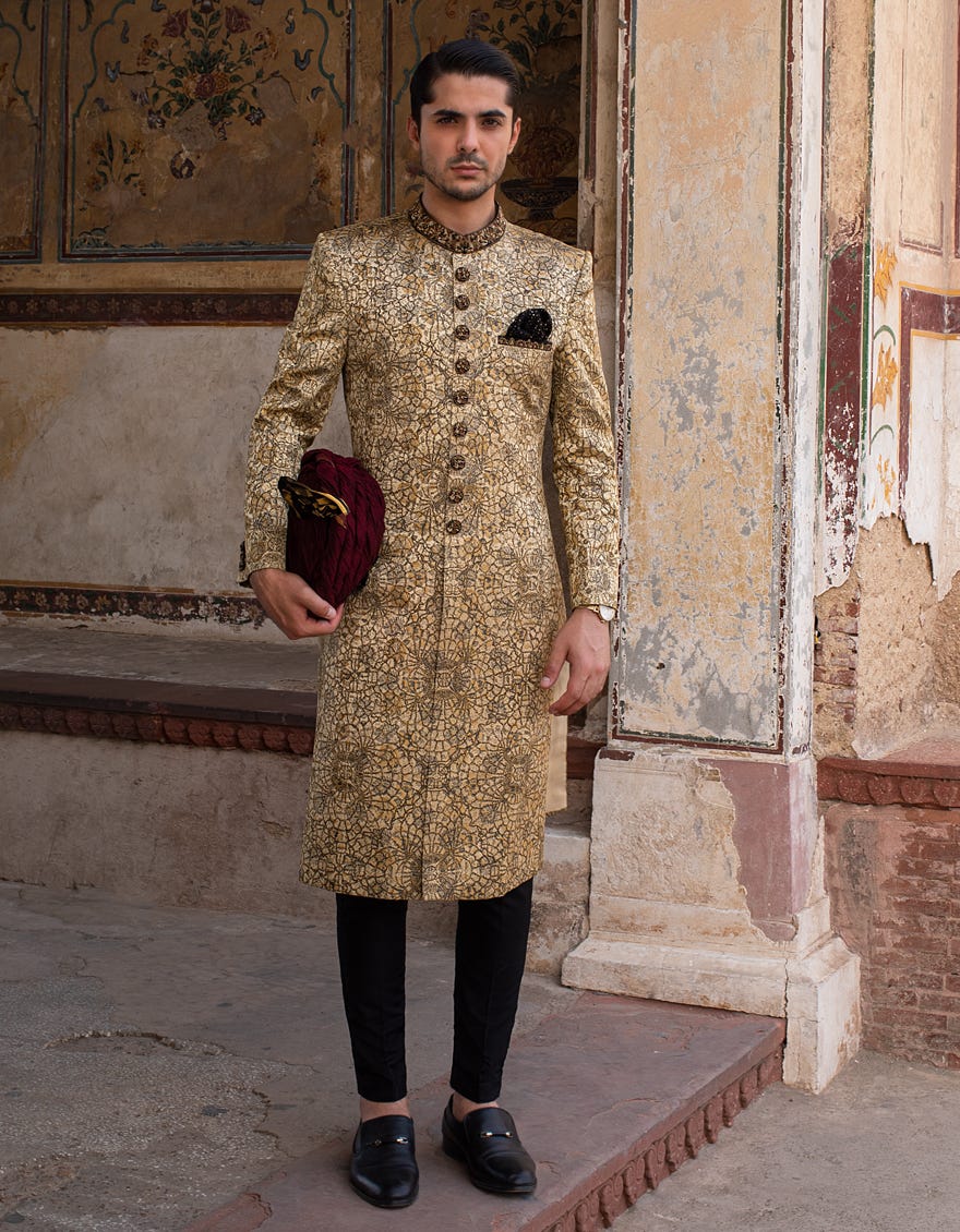 DULL GOLD SHERWANI | JJSW-518