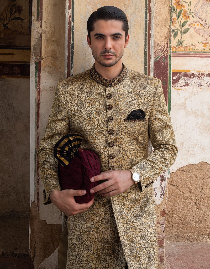 DULL GOLD SHERWANI | JJSW-518