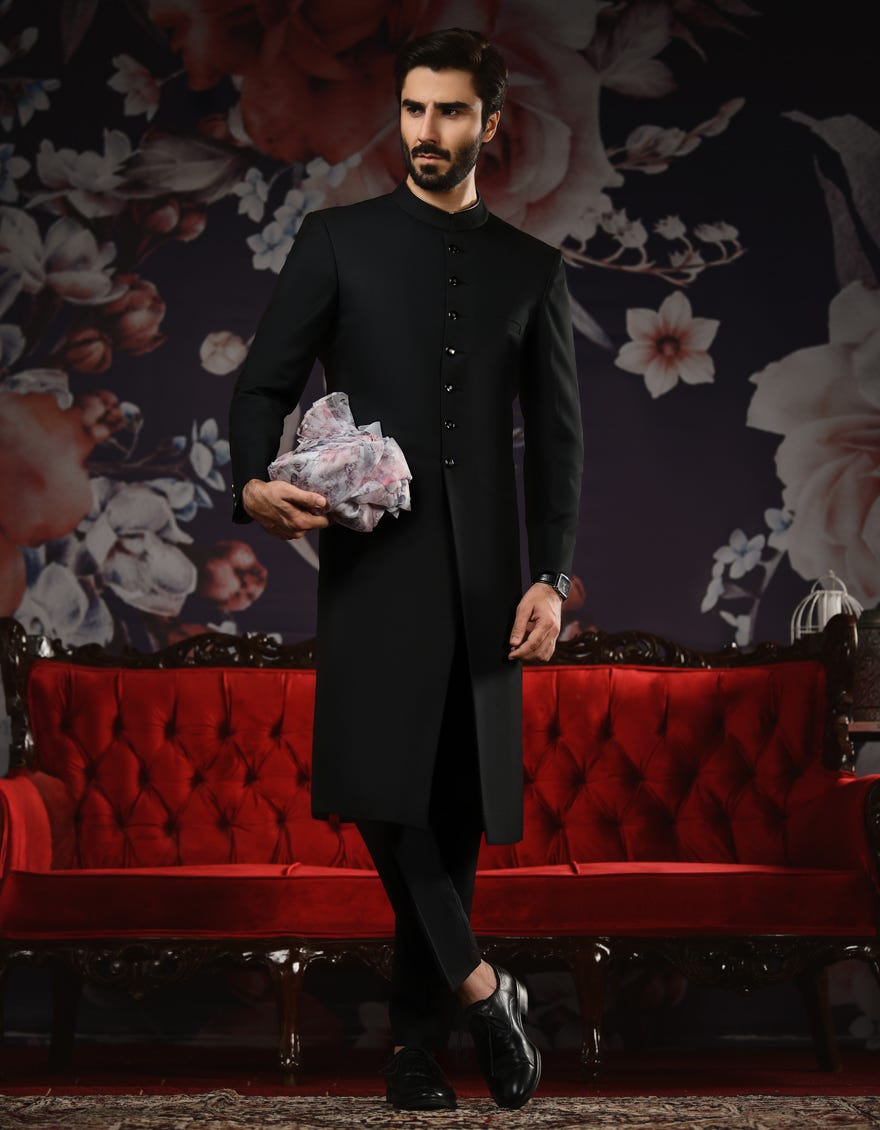 BLACK SHERWANI | JJSW-535