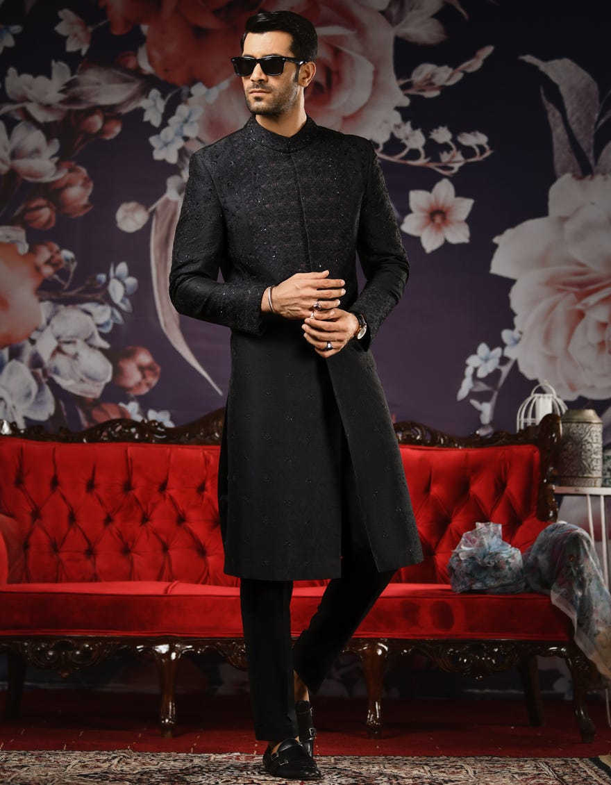 BLACK SHERWANI | JJSW-537