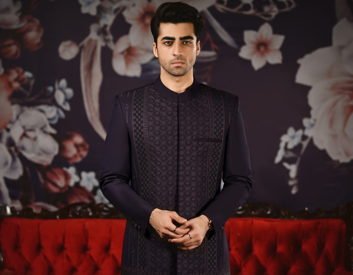 PURPLE SUITING SHERWANI | JJSWP-539