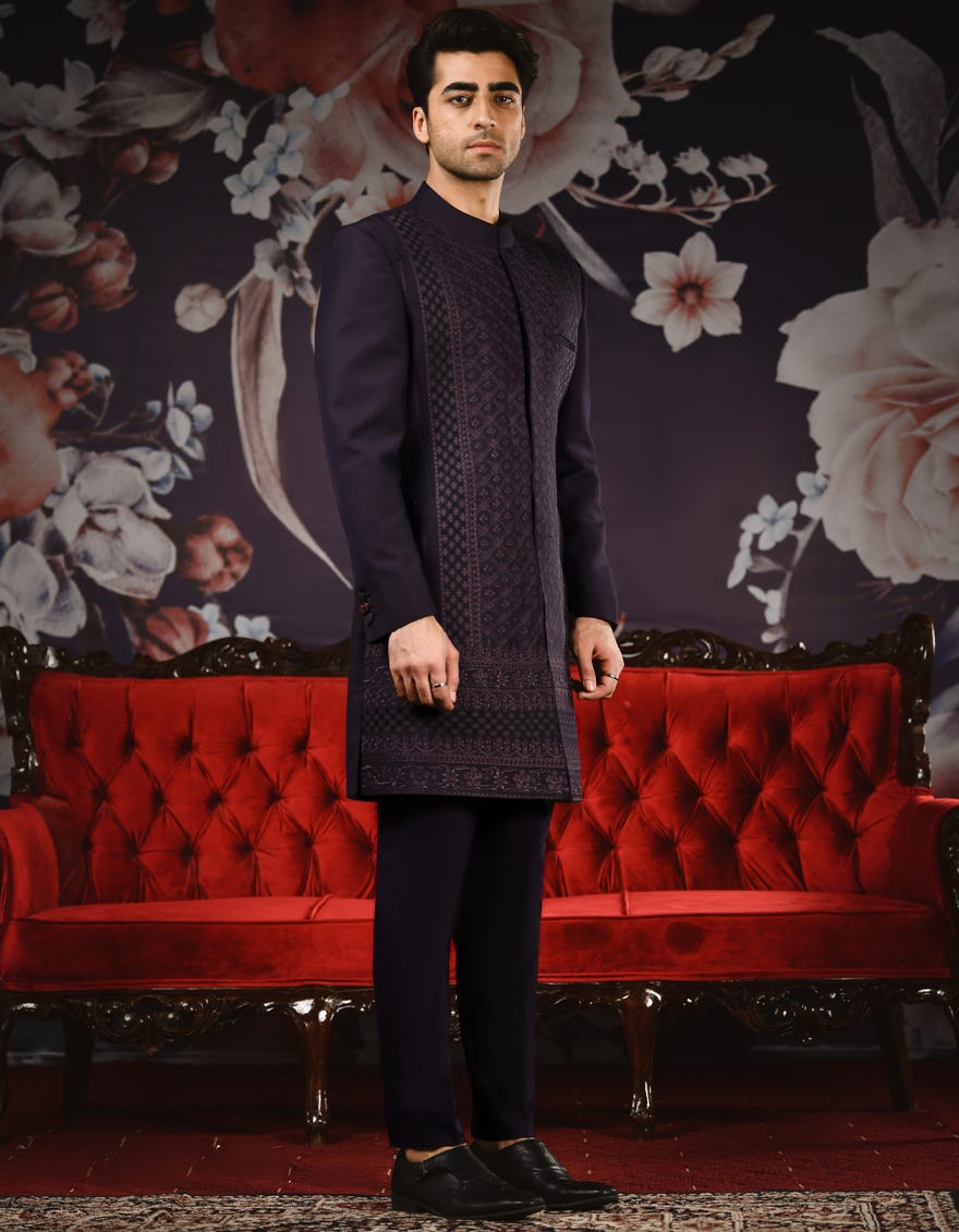 PURPLE SUITING SHERWANI | JJSWP-539