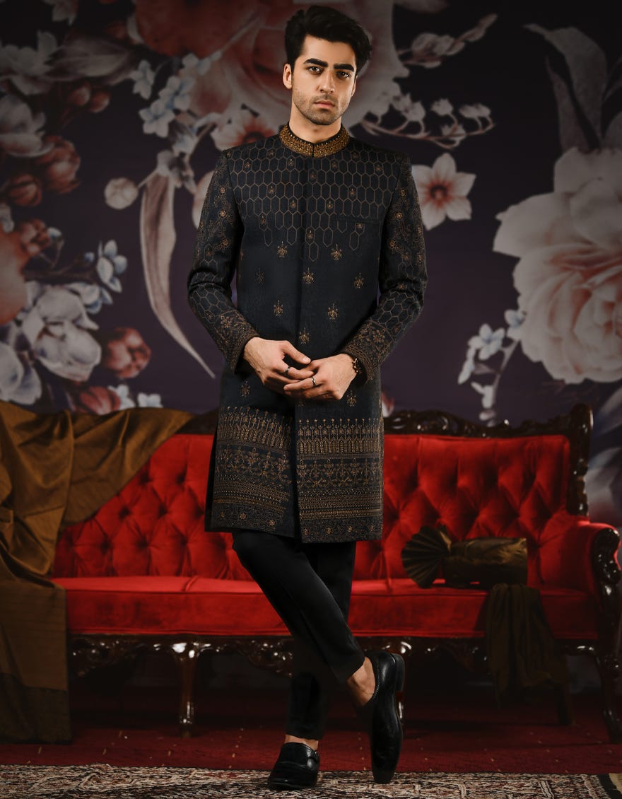BLACK SHERWANI | JJSW-540