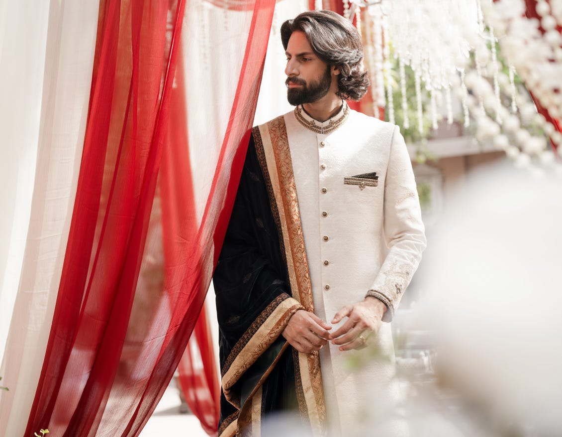 Cream Blended Sherwani | Jjsw-573