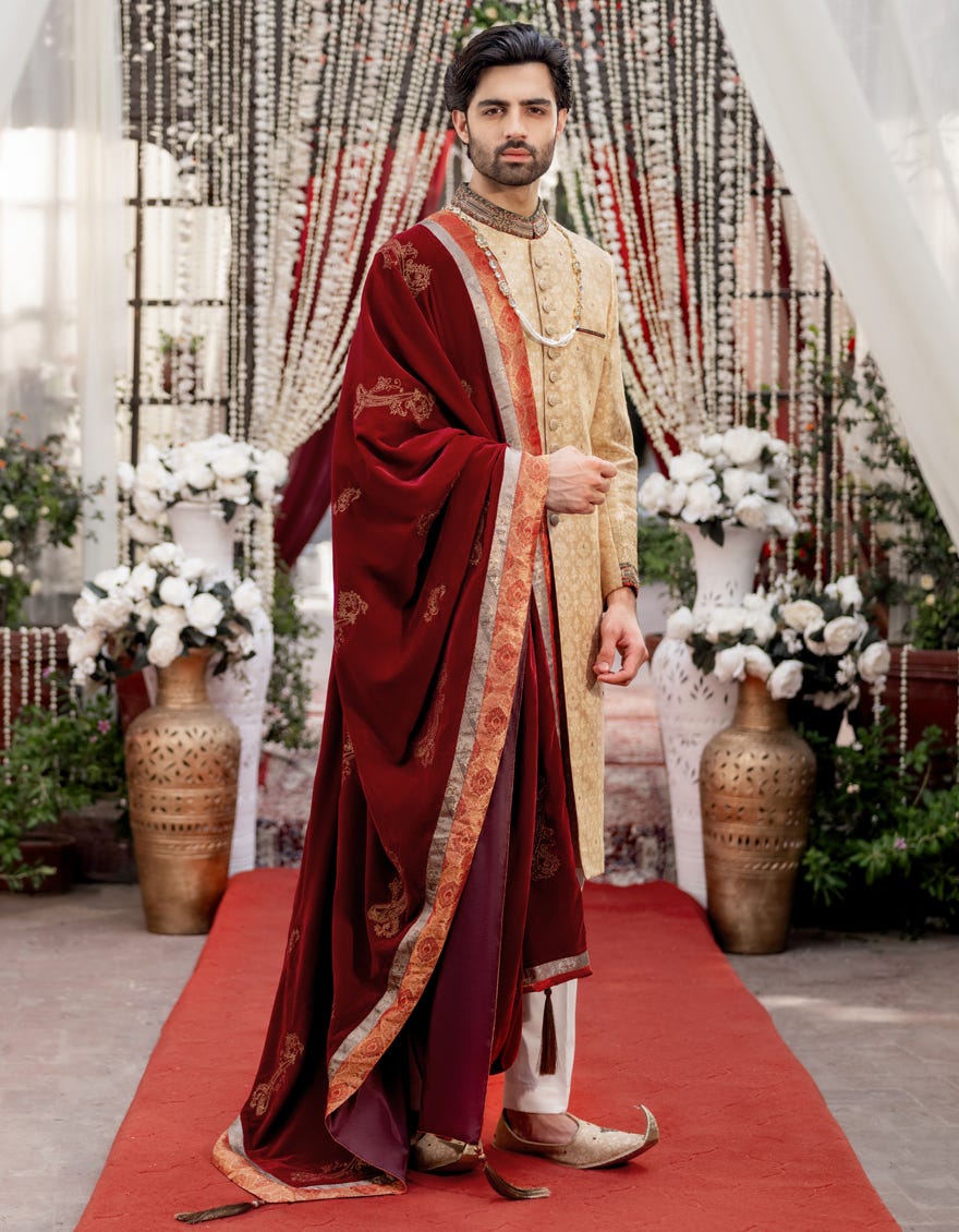 Gold Blended Sherwani | Jjsw-581