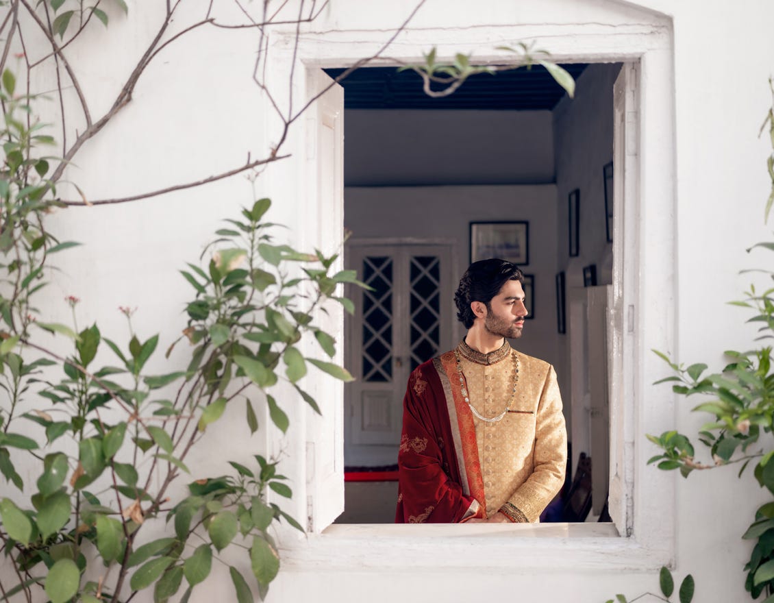 Gold Blended Sherwani | Jjsw-581