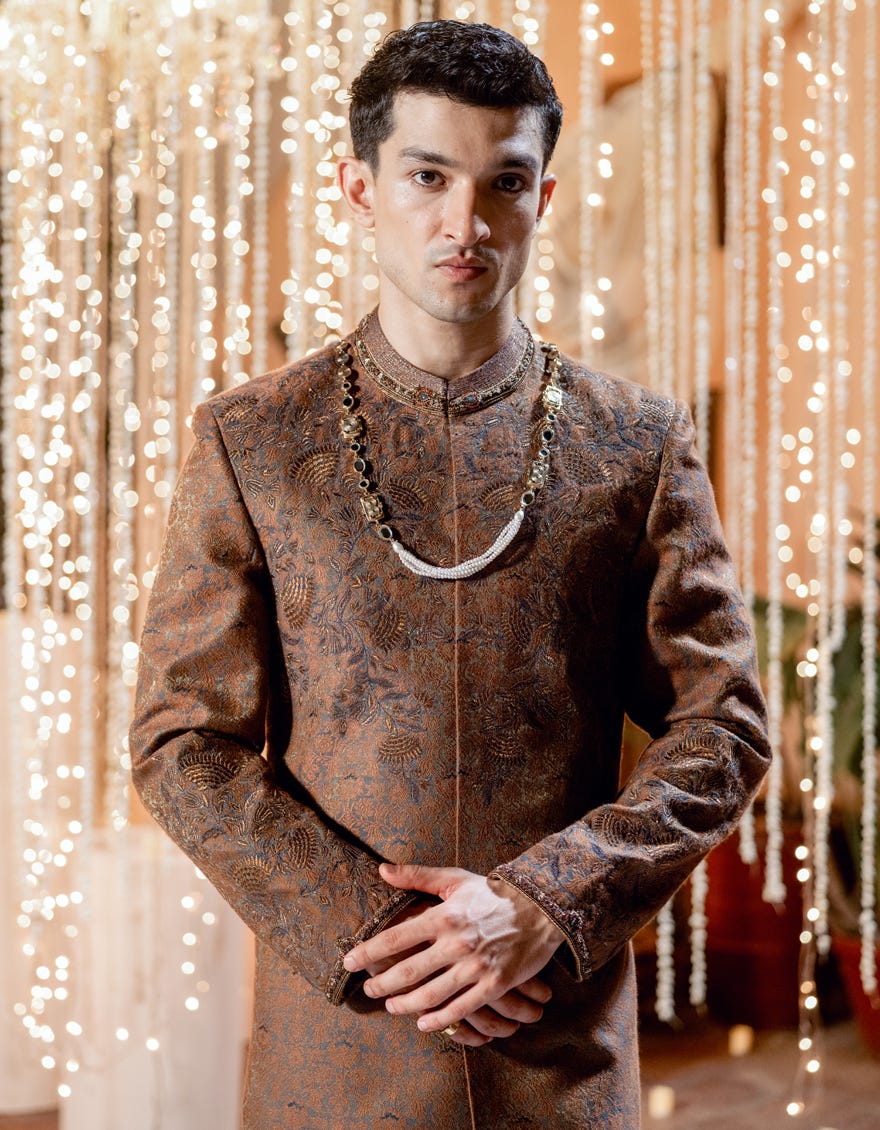 Rust Blended Sherwani | Jjsw-586