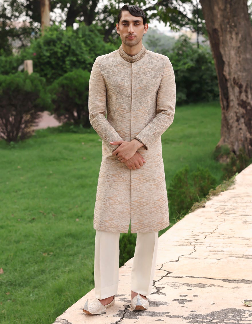 BEIGE SHERWANI