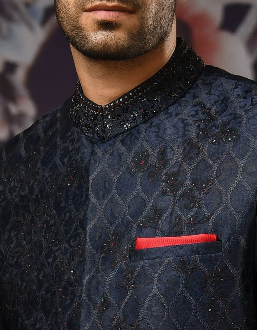 MIDNIGHT BLUE SHERWANI | JJSWINR-536