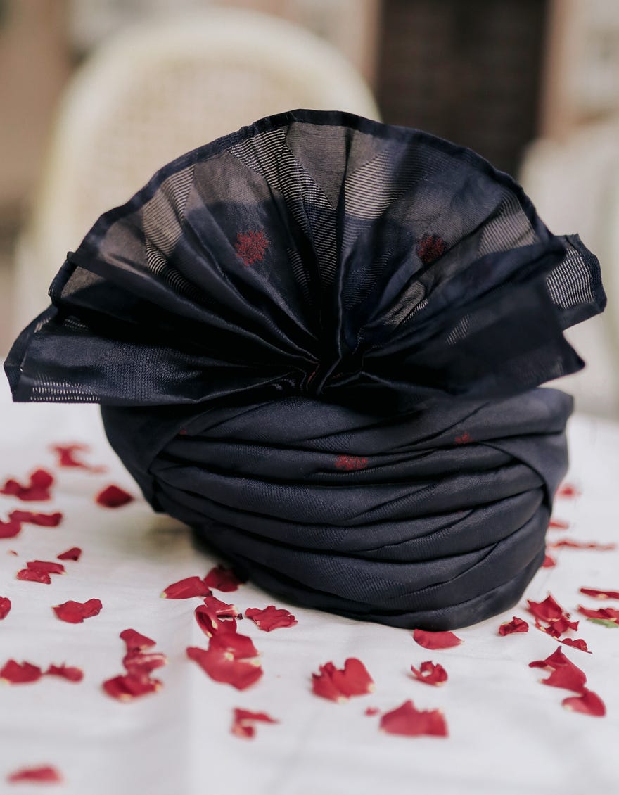 Navy Blue Blended Turban | Jjt-008