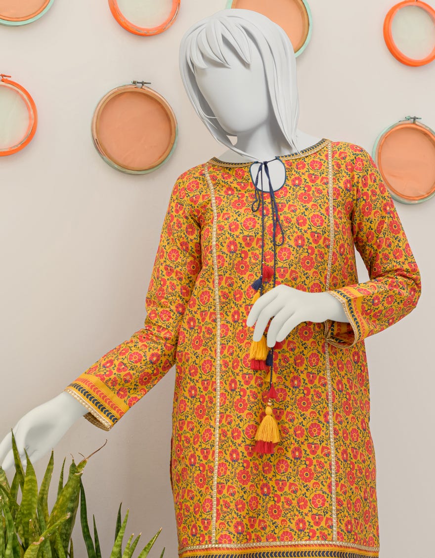 YELLOW CAMBRIC 2PC STITCHED | JGK-S-JJT2-23-054