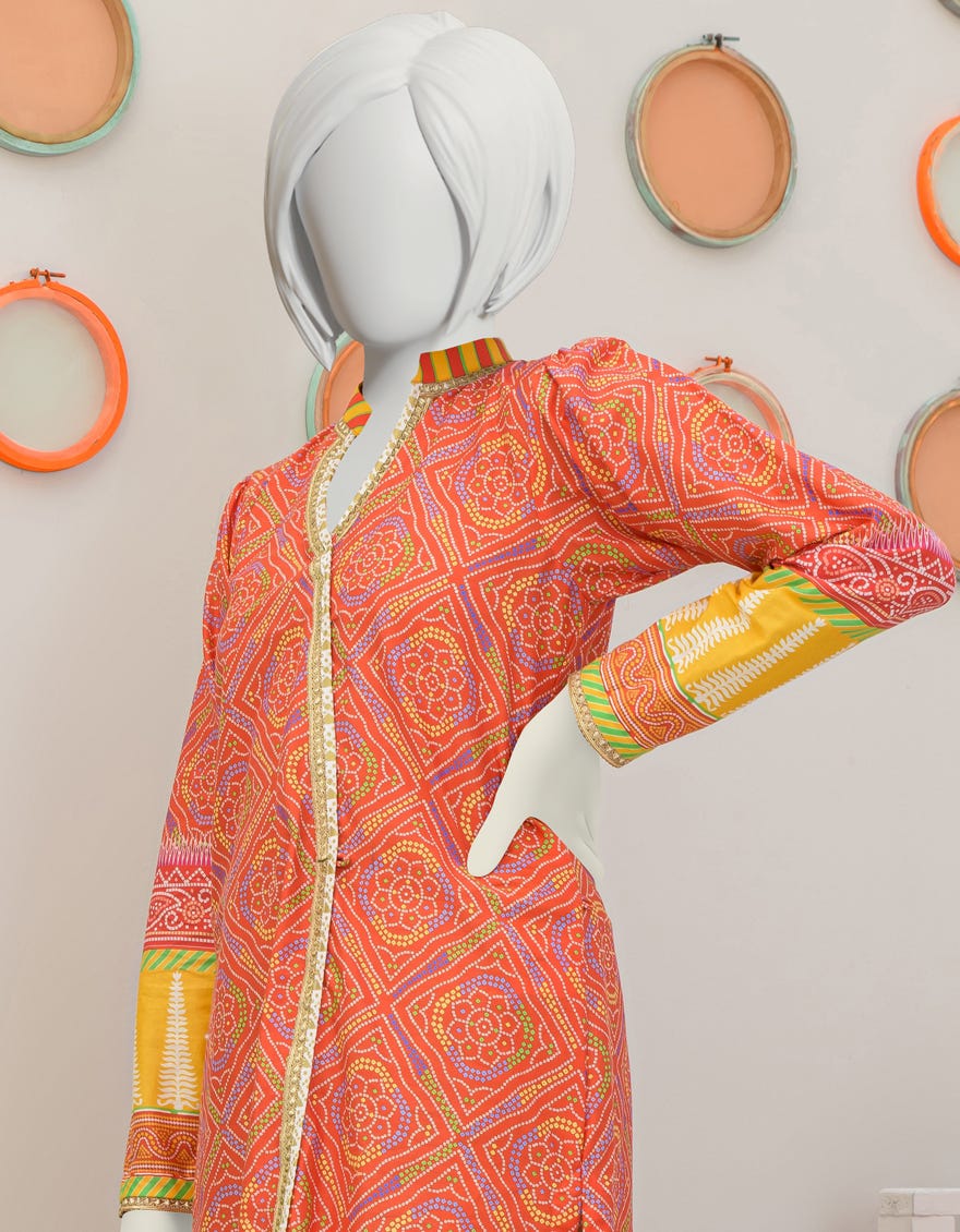 RED CAMBRIC 2PC STITCHED | JGK-S-JJT2-23-055