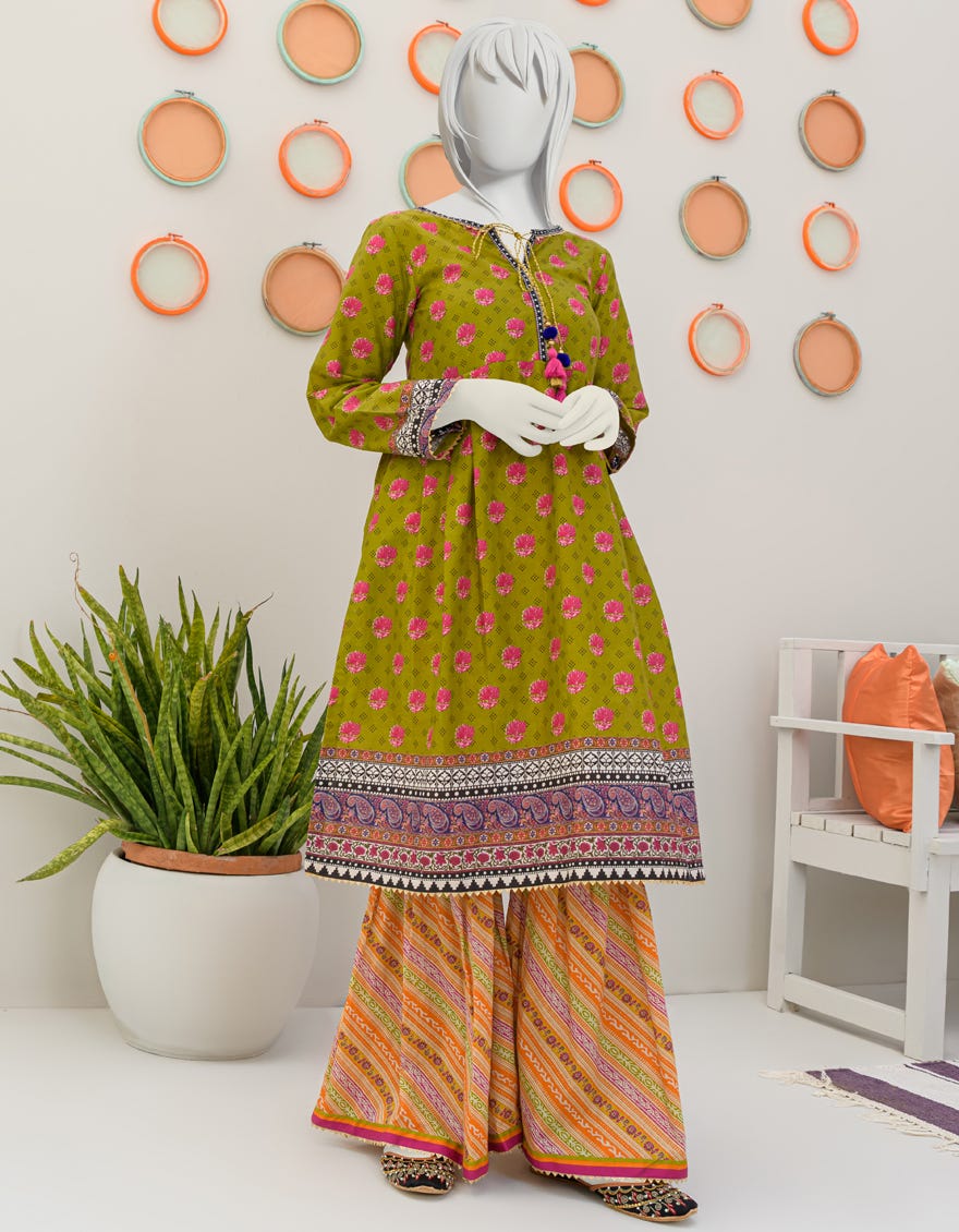 GREEN CAMBRIC 2PC STITCHED | JGK-S-JJT2-23-058