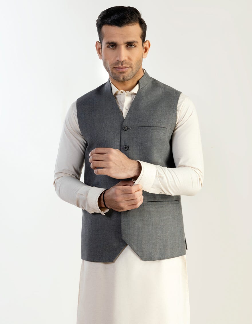 GREY BLENDED WAISTCOAT | JJVC-27459