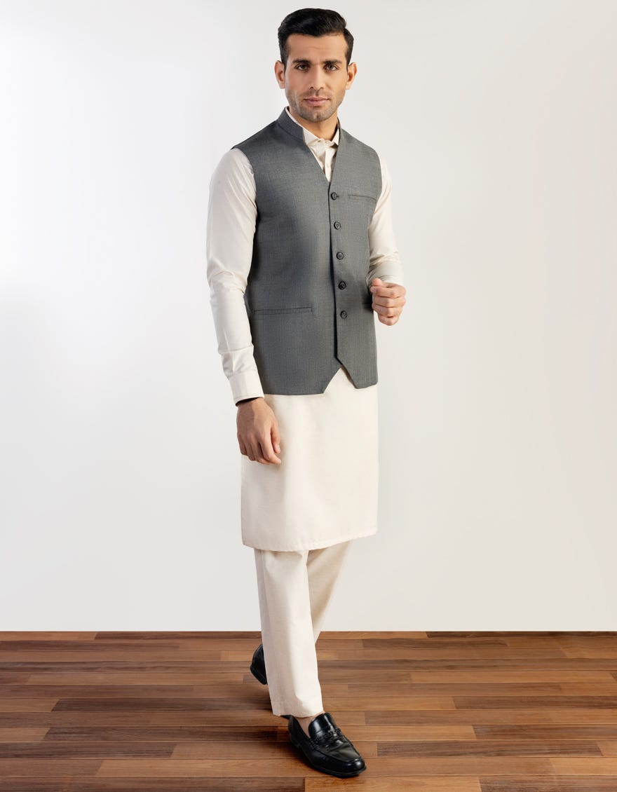 GREY BLENDED WAISTCOAT | JJVC-27459