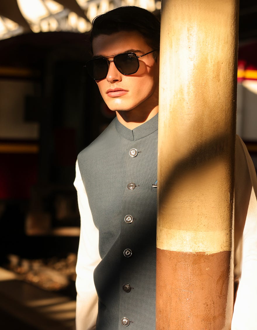 Bluish Grey Blended Waistcoat | Jjvc-A-48054